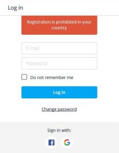 Registration is prohibited in your country