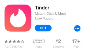 صفحه دانلود تیندر در App Store